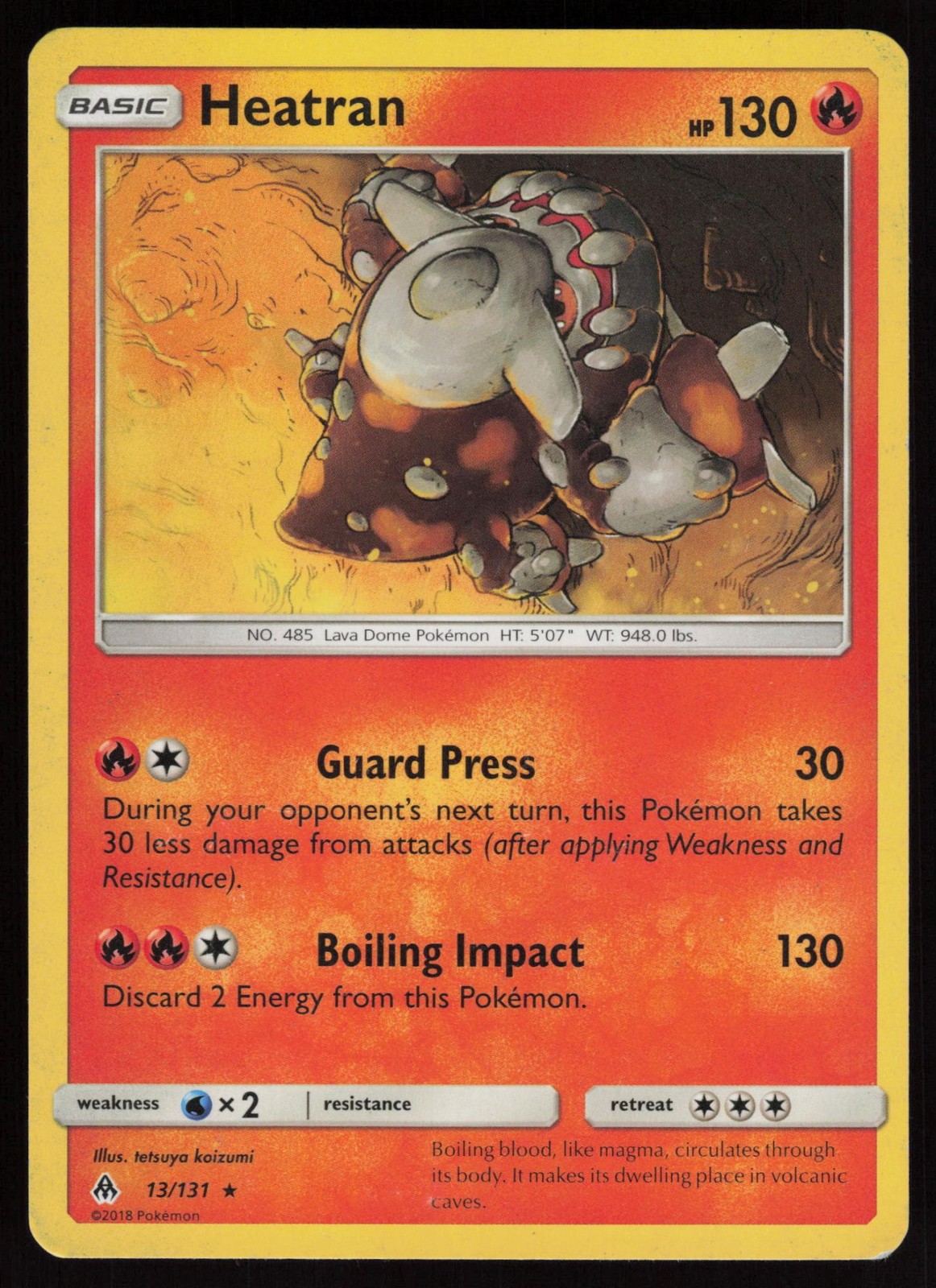 HEATRAN 13/131 RARE FORBIDDEN LIGHT POKEMON HP