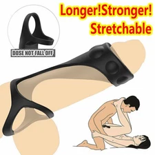 Cock Ring Silicone Penis Double Rings Soft Stretchy Erection Sex Toys for Men