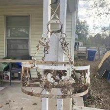 Wrought Iron Pot & Pan Rack Grapevine Leaf Ceiling Hanging Vintage Metal Grapes