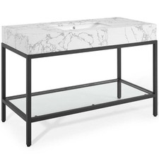 Modway Kingsley 50" Modern Artificial Marble Bathroom Vanity in Black/White