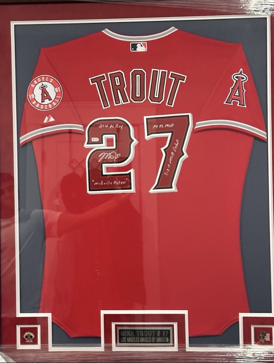 記念グッズ Mike Trout angels authentic jersey Mike Trout Angels Signed Framed Authentic Jersey w/Millville