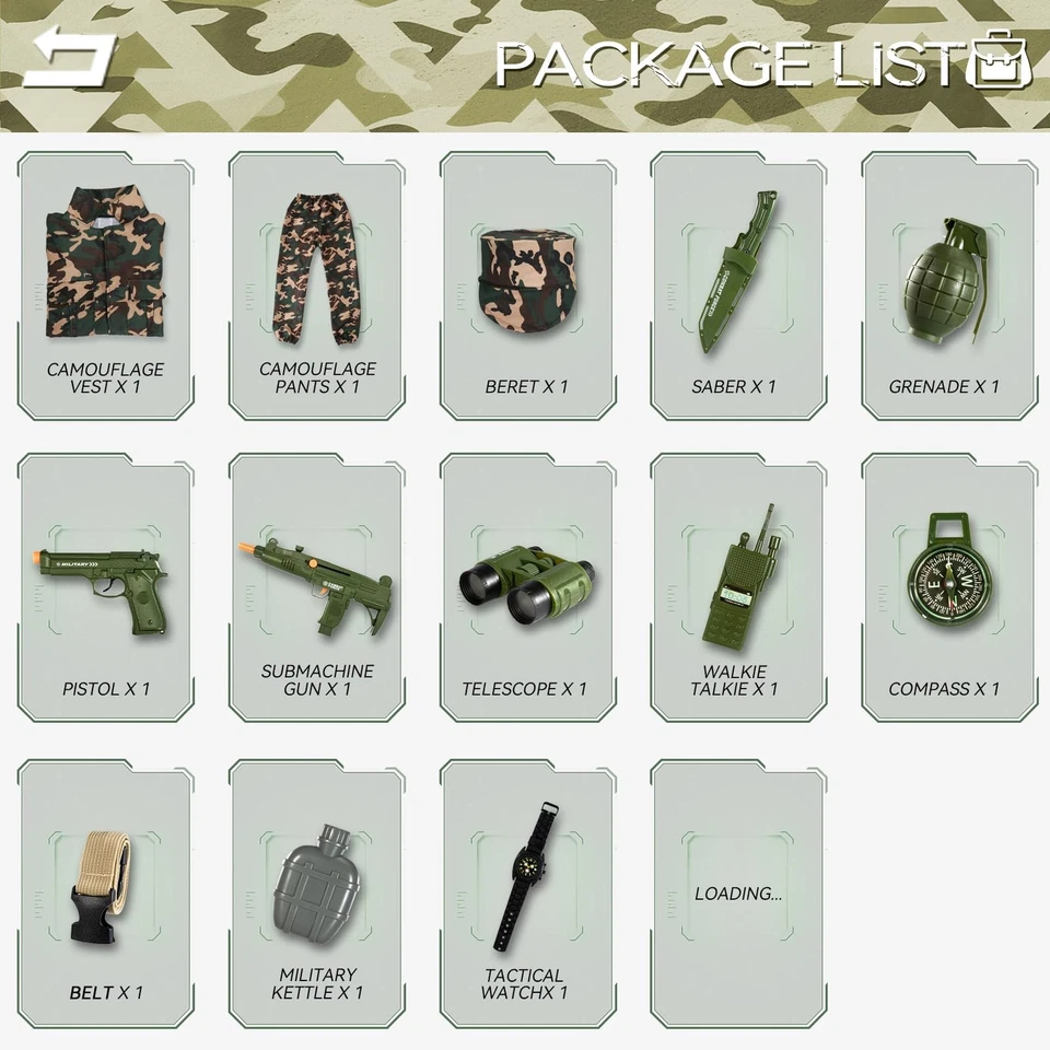 Disfraz del Ejército para Niños, Niños Militar Ejército Fingir Juego Set, Regalos de Halloween M... Foto 3 de 4