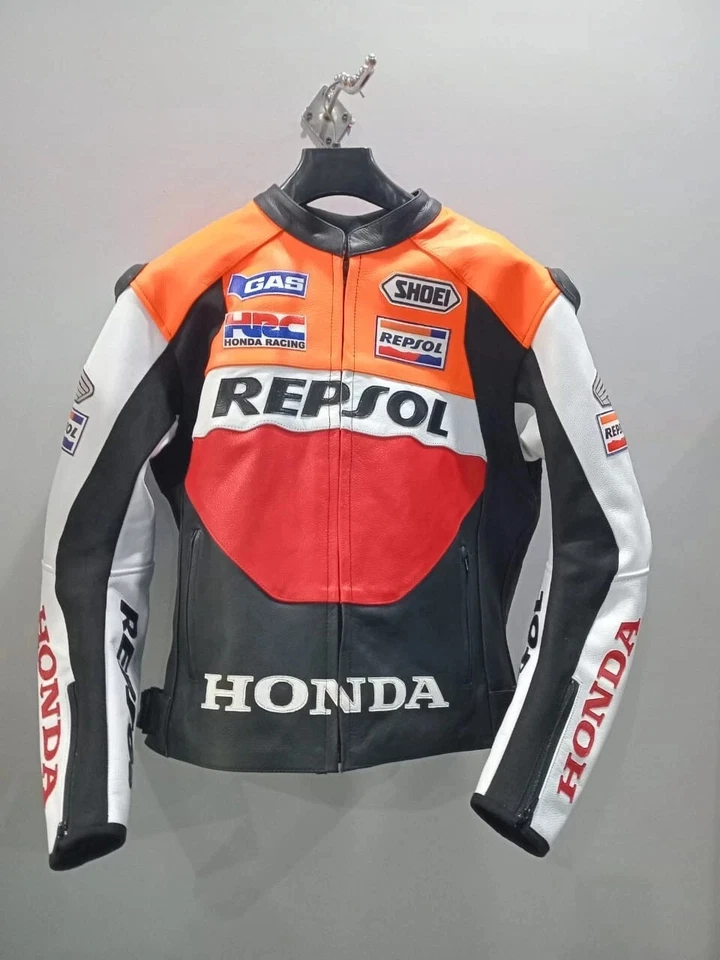 HONDA REPSOL MEN MOTORBIKE LEATHER JACKET MOTORBIKE JACKET RIDER RACING JACKET - Imagen 4 de 4