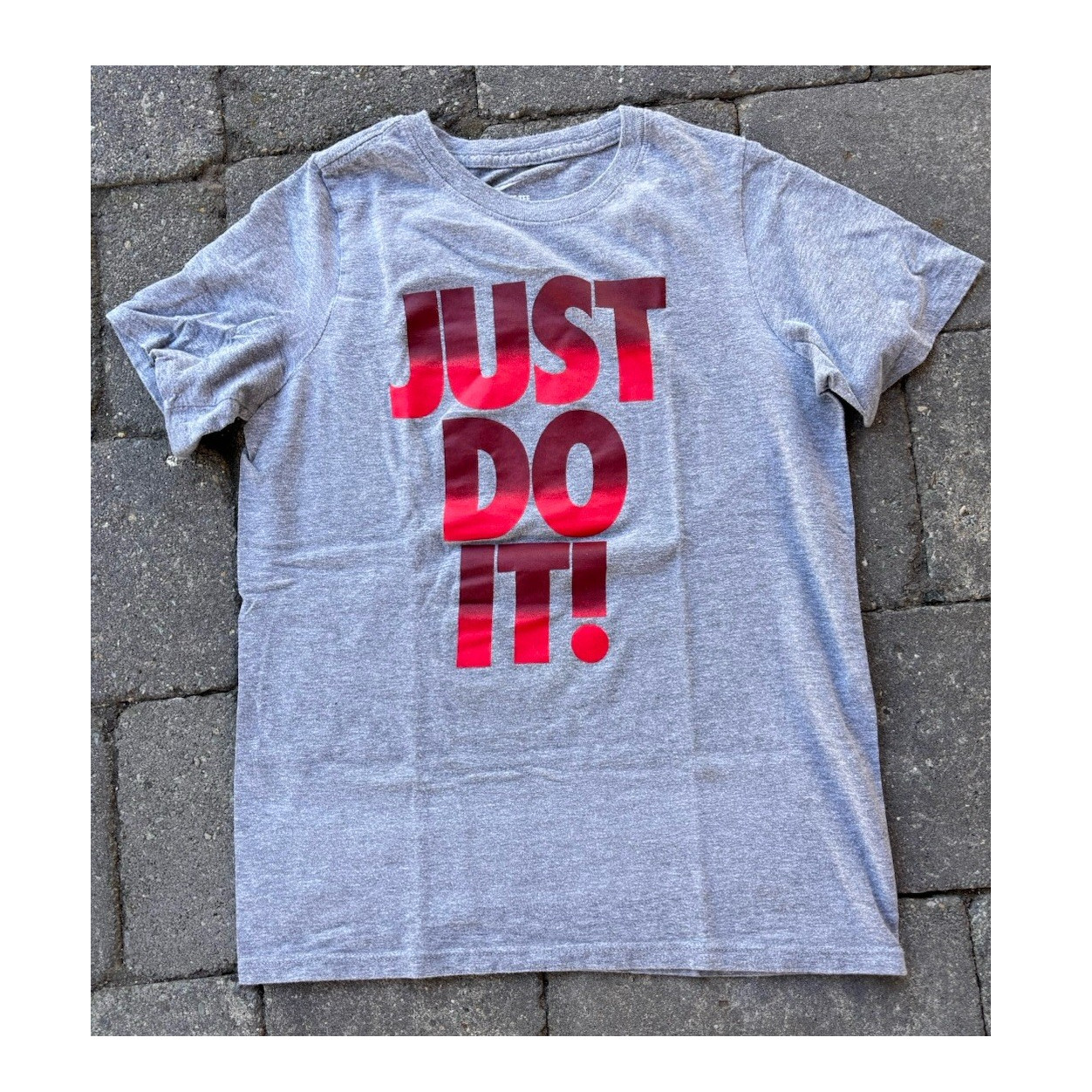 Nike The Nike Tee  Graphic Logo Gray Red Crew Neck Short Sleeve Athletic M