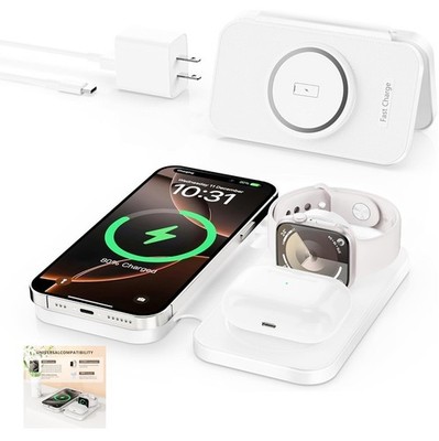 Portable Power Bank 3in1 Charger for Iphone Watch Mag-Safe Fast Charging Wireles