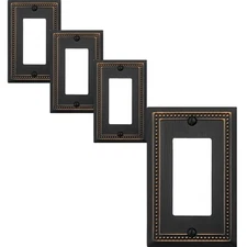 Single Decorator Light Switch Cover Belaire Beaded Metal Wall Plate, 4-Pack A...