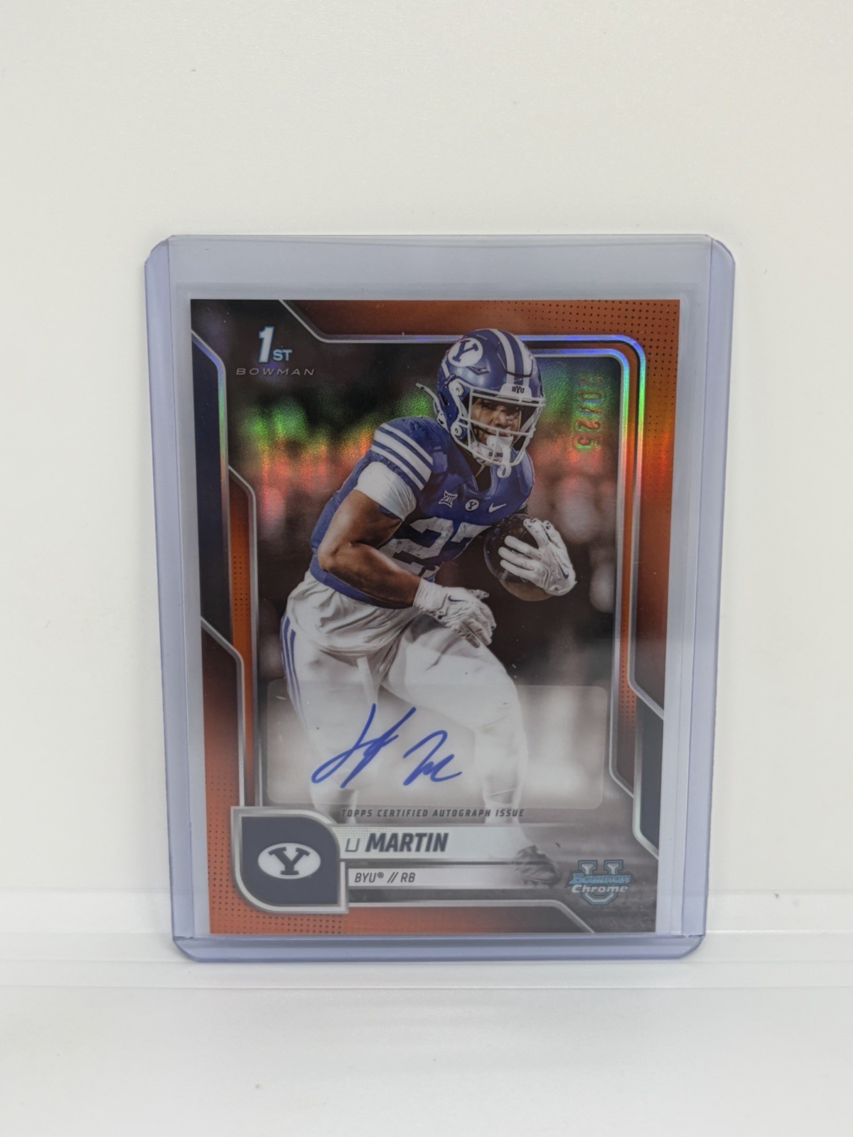 2025 Bowman University Chrome Orange Refractor /25 LJ Martin #BCA-LM Auto