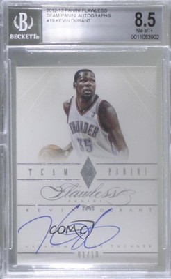 2012-13 Panini Flawless Team Panini 1/10 Kevin Durant #19 Auto 3d3