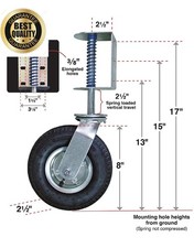 Shepherd Hardware 9798 8-Inch Pneumatic Spring-Loaded Gate Caster, 200-Lb Load C