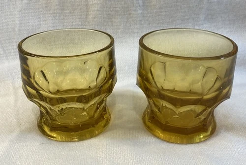 Vintage Anchor Hocking Georgian Amber 5oz Flat Tumbler Set Of 2