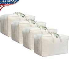 Portable Canvas Storage Bag W/ Zipper  Visible Window Clothes  Bedding New