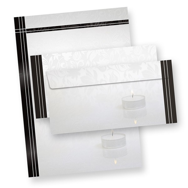 Motiv-Briefpapier Set Trauer 25 Sets O.F. Mit BriefumschläGe FüR Beerdigung-image
