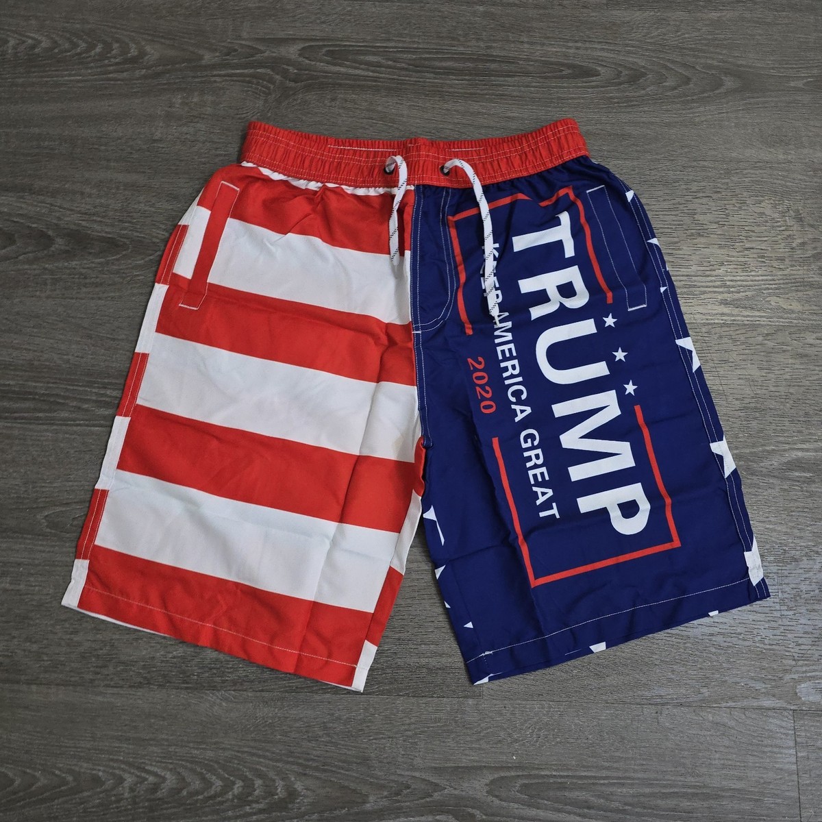 Trump 2020 Swim Trunks Shorts KEEP AMERICA GREAT USA FLAG