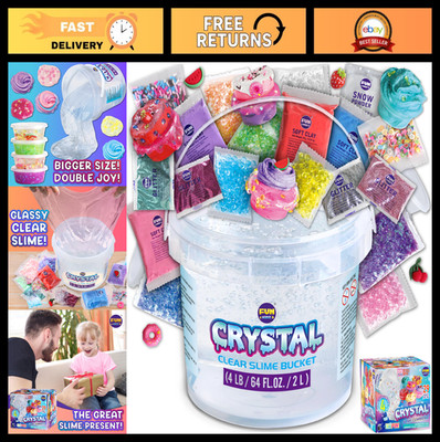 4 LB Clear Slime Bucket Toy for Kids - Jumbo Crystal Slime Kit with 29 Add-ins