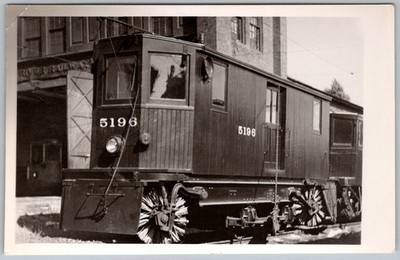 Vtg B&W Snapshot Public Service Railway Snow Sweeper Car 5196 Englewood 1940s
