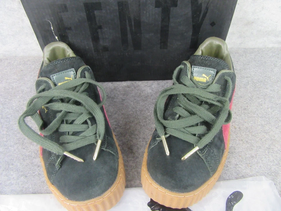 Zapatos Puma Fenty Verde Ejército EE. UU. 7,5 Gamuza Creepers Satén Rihanna Foto 3 de 4