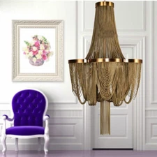 Modern Creative Aluminum Chain Tassel LED chandelier Hotel lamp Waterfall Light