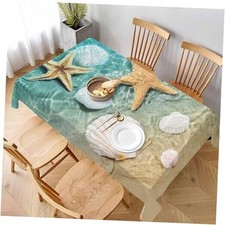 Tablecloth 60x84 Inch Outdoor Table Cover 84" x 60" Rectangular Ocean Beach