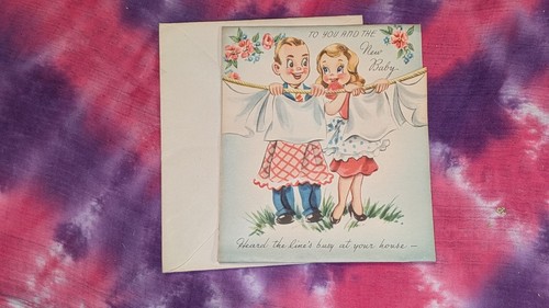 Vintage Greeting Card Congratulations New Baby Mid Century Pop Up 50s 3D NOS