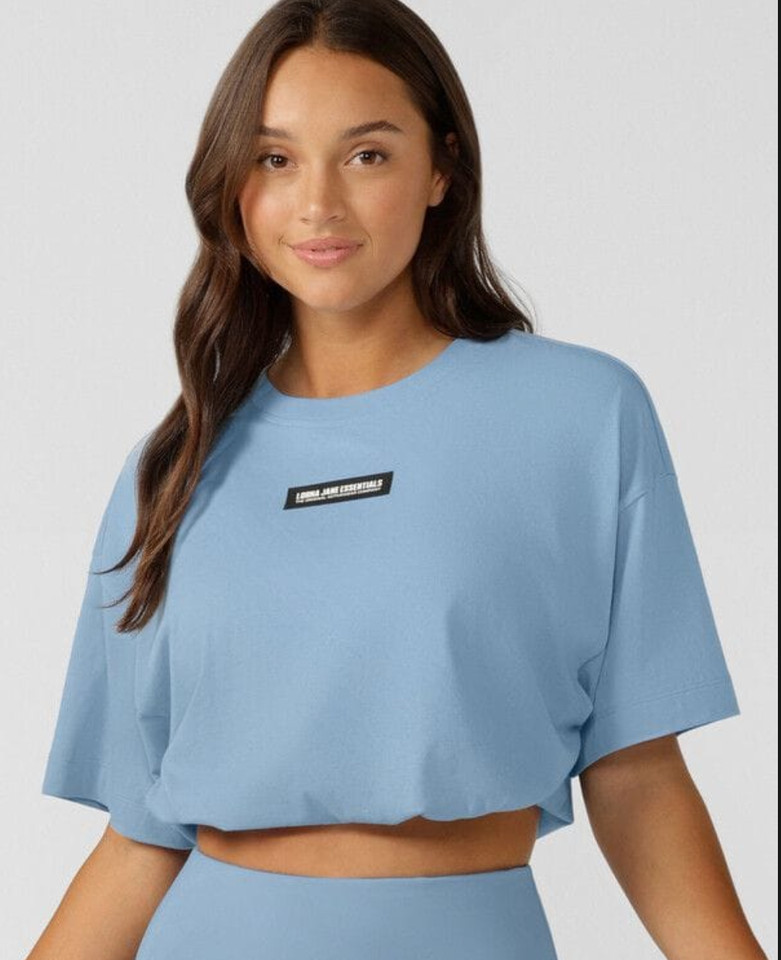 Lorna Jane Essentials Womens L Blue Oversized Boxy T Shirt Tee Activewear Casual