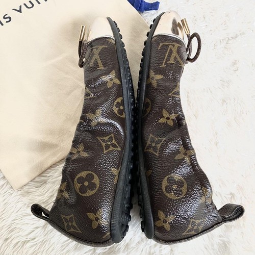 LOUIS VUITTON Monogram Design Flat Pumps Ballet Shoes Brown Size34/US4 NoBox - Picture 5 of 24