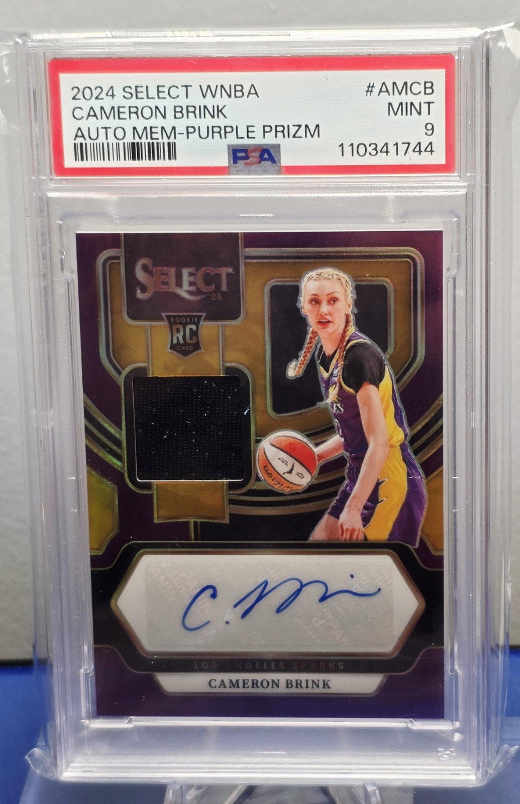 2024 Panini Select WNBA CAMERON BRINK Auto Mem Purple Prizm 53/99 PSA 9 Mint RC view 1