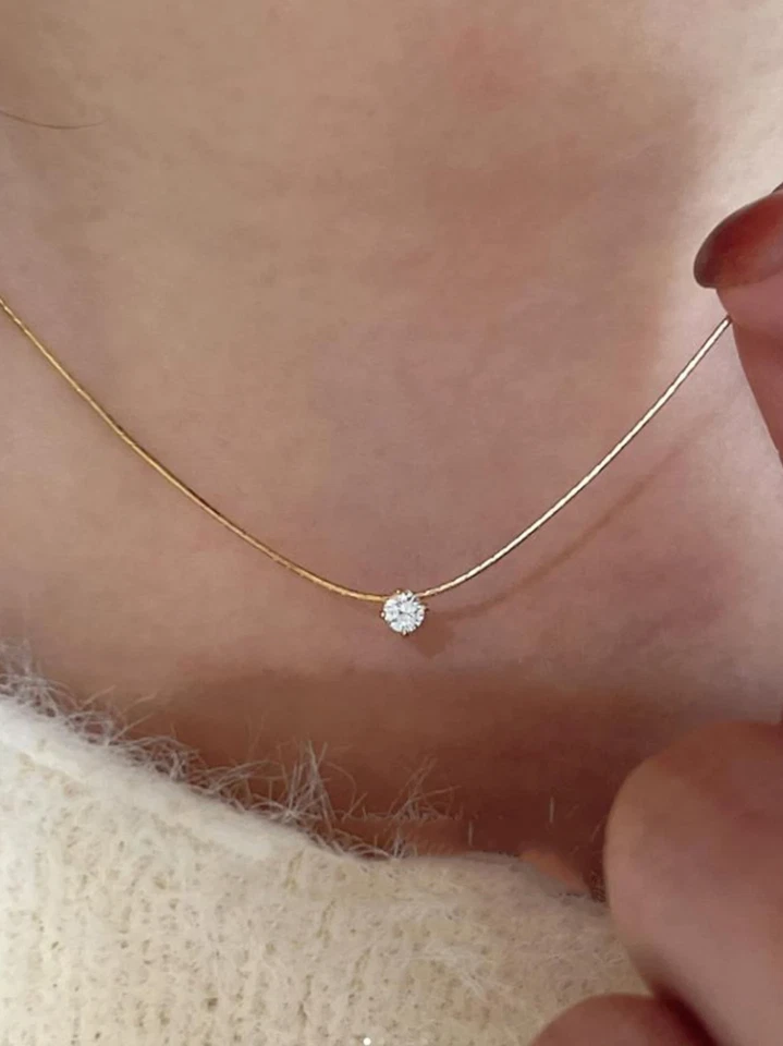 Collana Fantasia IN Acciaio Dorato, Ciondolo Zirconio Trasparente Set 4 Griffe - Immagine 2 di 4