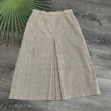 Vintage 70s Womens Skirt 28" W Wool A-Line Plaid Houndstooth 60s Office Chic