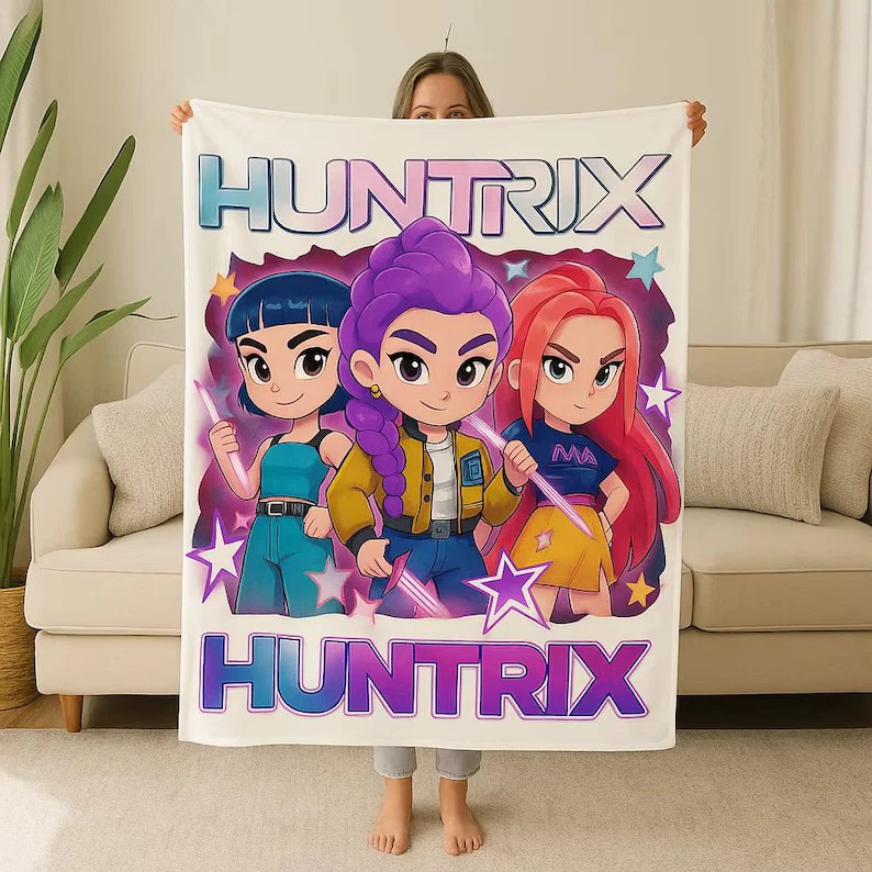 K.pop Demon Hunters BLANKET, Huntrix Girl Fleece Blanket