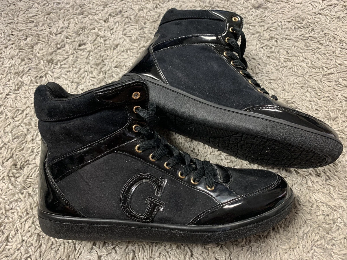 Guess Mens Patent Leather and Velvet High Top Sneaker Shoes in