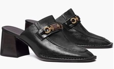 TORY BURCH PERRINE HEEL PRFECT BLACK LEATHER MULE HEELS SIZE 9