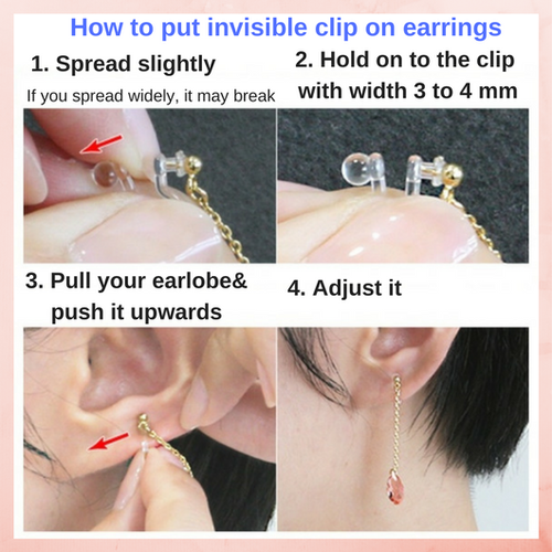 Pendientes colgantes con clip invisible de circonio cúbico de circonio circular de cristal lágrima naranja - Imagen 5 de 9