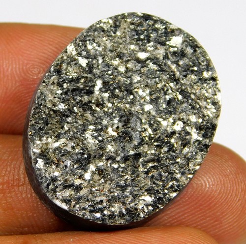 PIEDRA PRECIOSA CABUJÓN BRILLANTE DRUZY PIRITA FUEGO NATURAL DE 40 QUILATES 29x23x5MM AU275 - Imagen 2 de 4