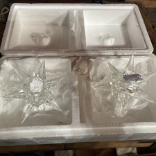 Twos Company Glass Crystal Candle Holders Set Clear Taper Candlestick Holder