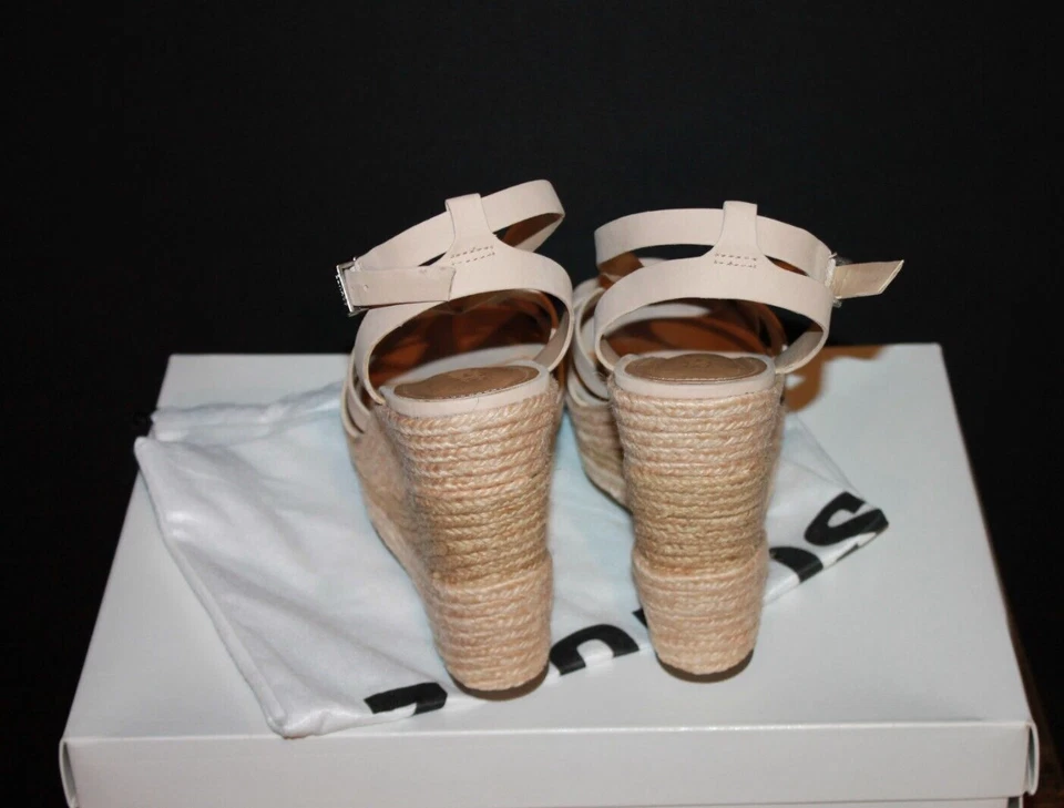 Schutz Tanini Talla 10 Cuero Alpargata Plataforma Cuña Sandalia Crema ¡Usada Una Vez! Foto 3 de 4