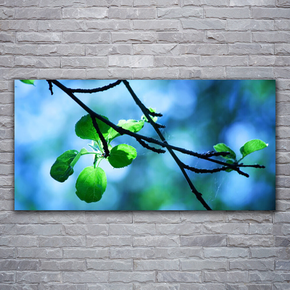 Tableau sur verre acrylique 120x60 cm Tulup motif feuilles et branche