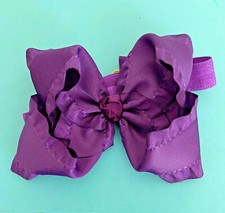 Little Girl's Headband in Purple with Medium size Purple Bow
