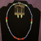 Vng MultiStone Southwestern Necklace Earrings Sterl Silver Turquoise Coral Lapis