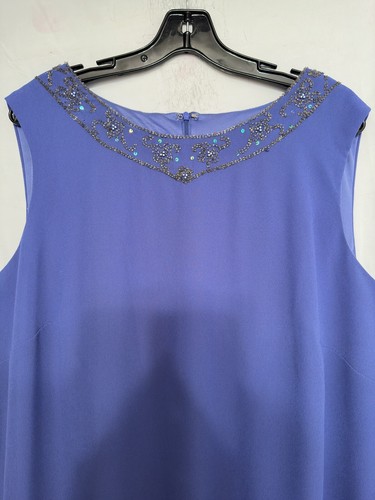 patra women’s plus blue beaded neck sleeveless formal evening dress size 22 - Picture 3 of 19