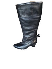 Botas Nine West para mujer talla 9M altas hasta la rodilla espalda borla cuero negro buen estado