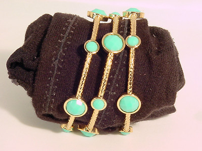 SET OF 3 GOLD BANGLES BRACELETS WITH MINT STONES #B72069MINT/21