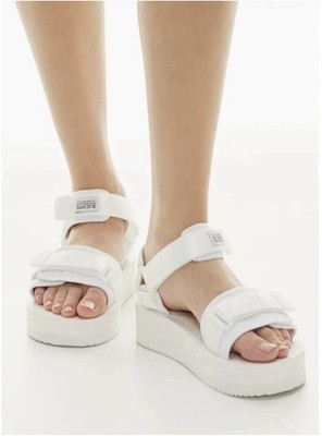 Suicoke CEL-VPO Platform Sandals in White Womens Size US 6.5