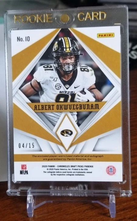 Albert Okwuegbunam RPA/15 RC Missouri Tigers/Raiders Letter Jersey Patch Auto - Image 2 of 2