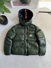 Moncler Branson Kids Puffer Jacket Size 10Y 140cm Green Hooded Down Jacket