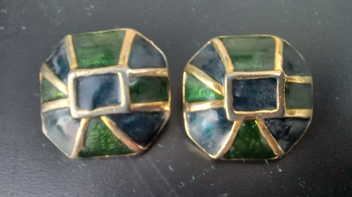 Boucles D'oreilles Clips Vintage - Résine Couleur Miel Et Doré (modèle #MS# K16)