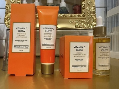 Global Beauty Care Vitamin C Glow Set Brightening Turmeric Cream Balm Oil
