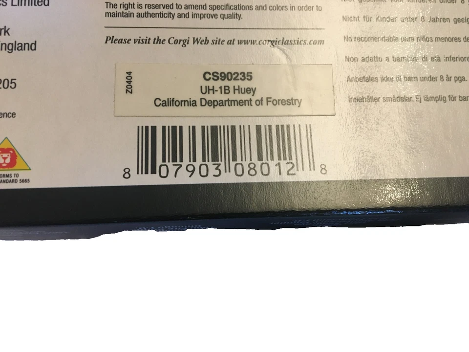 New 2004 Corgi Fire Heroes UH-1B Huey Helicopter California Dept. of Forestry - Image 2 of 2