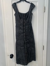 Urban Outfitters Corduroy Grunge Cottagecore Frayed Hem Button Front Dress XS