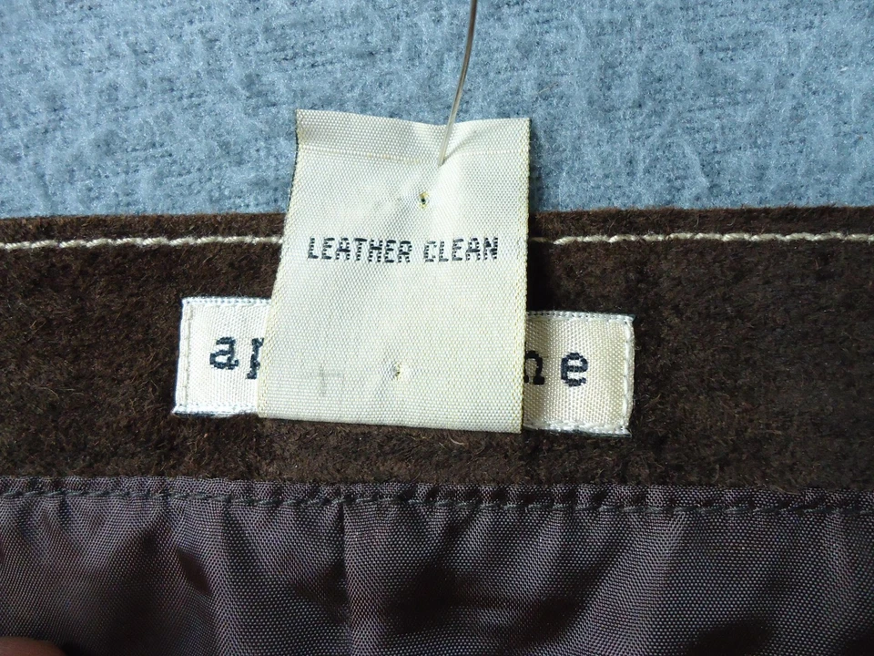 Falda de cuero vintage Apostrophe para mujer 18 marrón gamuza retazos lápiz rodilla Foto 3 de 4