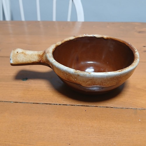 Set Of 2 Monmouth Pottery Soup Bowl Maple Leaf USA Handled Soup Bowl Brown Drip - Picture 6 of 8